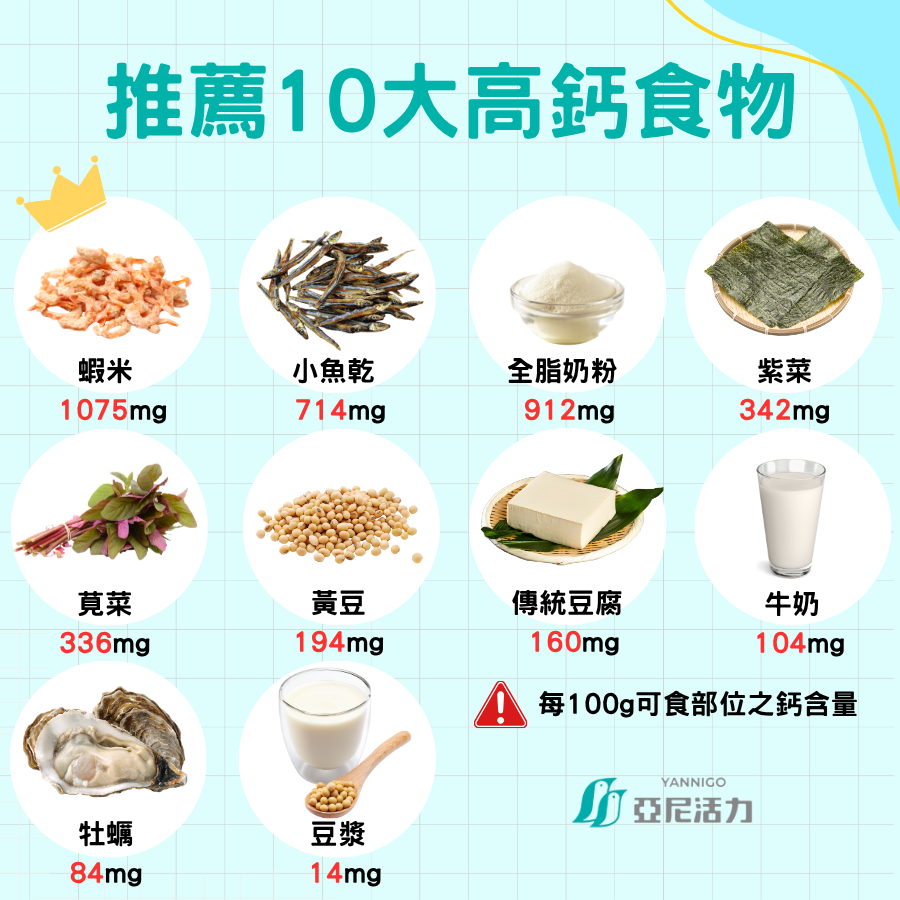 推薦10大高鈣食物